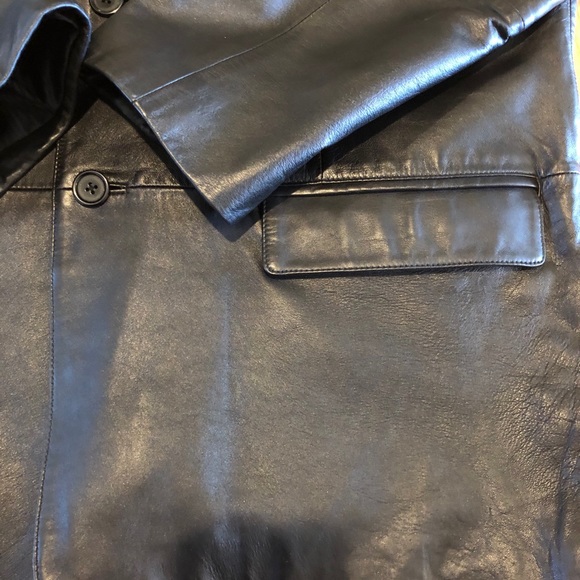 Men City Jones New York Black Leather Jacket - Picture 7 of 16
